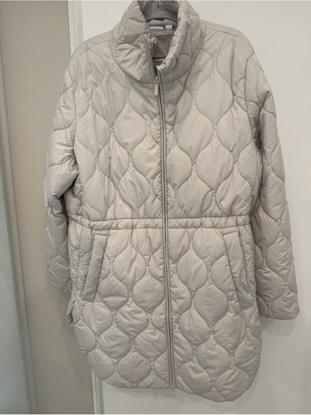 Skyline Longline Quilted Puffer Coat ‘Grey Pebble’